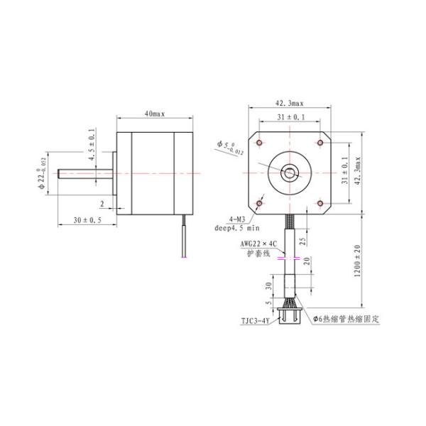 0.9 Degree NEMA 17 Stepper Motor 0.4N.m 40mm body 1.2A 4-lead for CNC 3D Printer