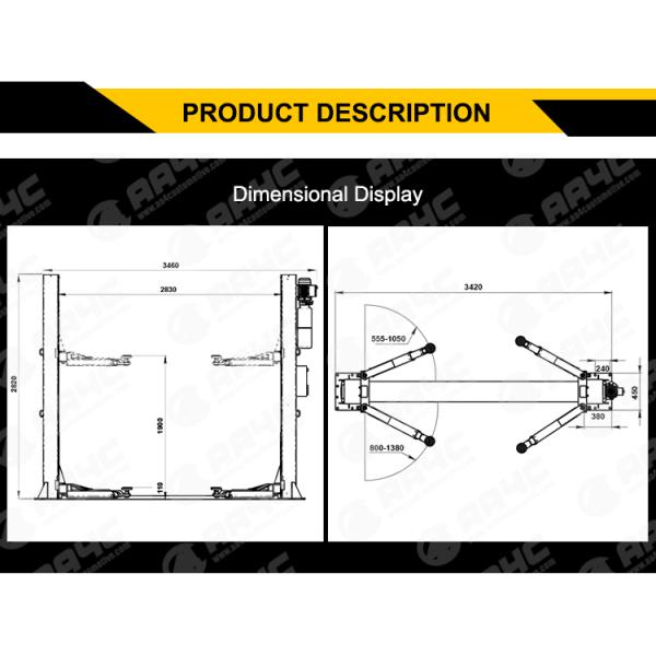 Automotive Two Post Hydraulic Car Lift For 8 Foot Ceiling 4T 8000 Lb Automatic Unlock