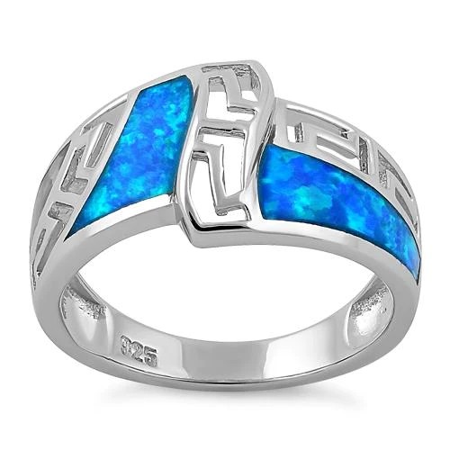 Opal Greek Pattern Lab Opal Sapphire Engagement Women Ring 925 With Sterling Silver For Girls