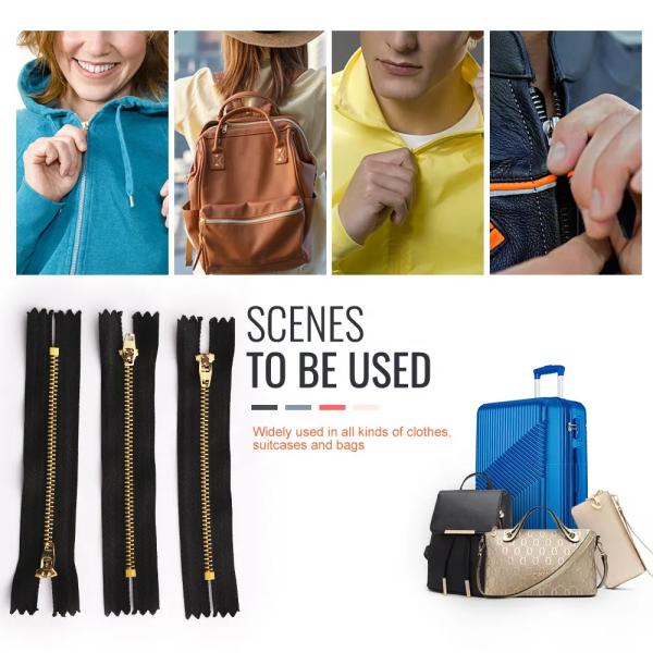 Home Textile Brass 3 Metal Teeth Zipper For Bag Jeans Dress Custom Zipper Sliders