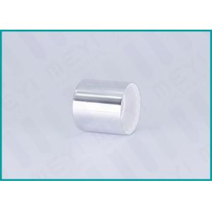 Shiny Silver Aluminum Disc Top Cap 24/410 Press Lotion Cap With White Actuator