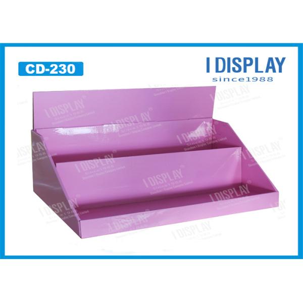 Pink Cardboard Counter Display , 3 Tier Counter Display For Dressing Mirror