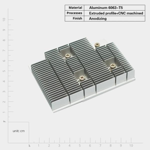 Sleek Anodized Aluminum Extrusion Heat Sinks Customized with Screw Mount
