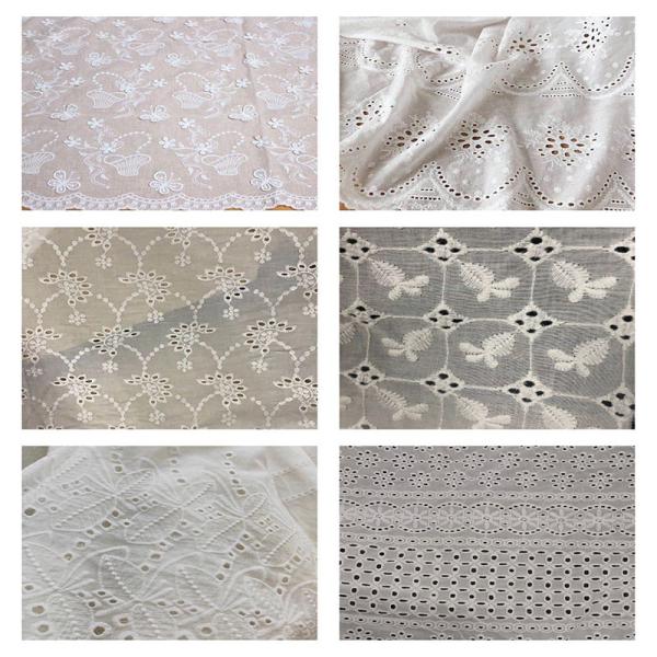 Sustainable Cotton Eyelet Trim Embroidered Mesh Lace Fabric 130cm