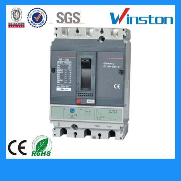 WNS-100 Black 3 Pole MCCB Electrical Circuit Breaker 500V Fire Proof