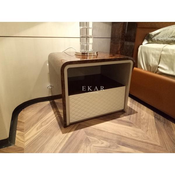 High Gloss Bedroom Modern Luxury Nightstand Wooden Bed Side Table W006B11