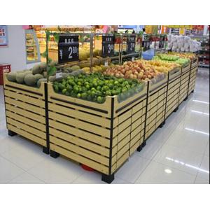 Bottomless Wooden Retail Display Shelves / Fruit Vegetable Wooden Shop Shelving