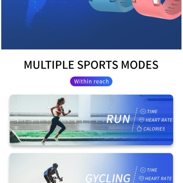 0.96inch 1.14inch Sleep Monitoring Smartwatch Custom Black Blue Pink