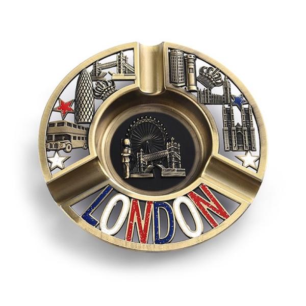 Customized Rohs 118mm Round Metal Ashtray / Portable Cigarette Ashtray