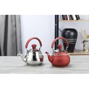 China Whistling 18cm Bollitore Stainless Steel Tea Kettle Red Silver Stove Top Coffee Pot on sale