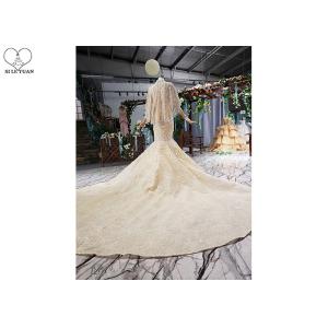 Sling Gold Tailor Made Prom Dresses Deep V Neck Lace Fishtail Beaded Shawl