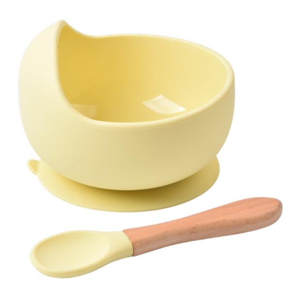 Non-Spill Waterproof Silicone Baby Feeding Bowl with Food Grade Spoon and Spoon Set