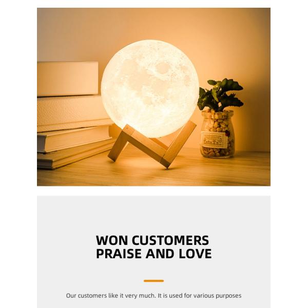 3D Lunar Moon LED Atmosphere Lamp 6000K DC 3.7V 10cm 12cm 15cm 18cm 20cm