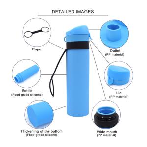 600ml Drinking Water Silicone Foldable Bottle With Sling