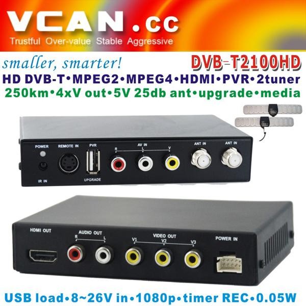 Buy DVB-T2100HD Car DVB-T MPEG4 H.264 tv receiver with 2 tuner PVR USB Record at wholesale prices
