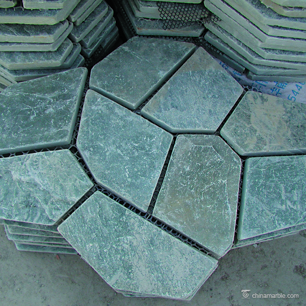 Natural stone Green Slate Meshed Back Flagstone Floor Tile Corrosion And Wear Resistance