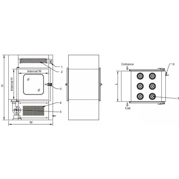 Stainless Steel Nozzle Dynamic Pass Box with HEPA Filter 99.99% and Embedded Type Installation