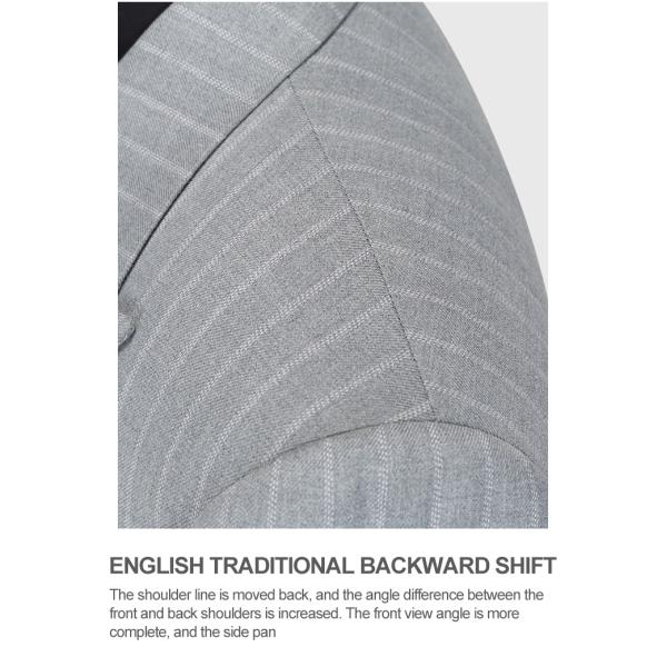 Business Needs Business Suits Gray Striped Double-breasted Gun Lapel Slim Fit 3 Pieces