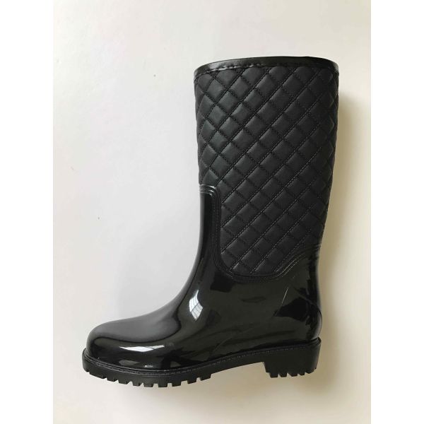 OEM Ladies Waterproof Gardening Boots Double Upper Rain Boots Quilted Matt Finish