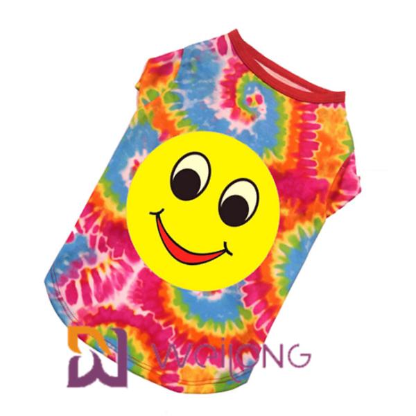 Digital Print Polyester Smiling Face Dog T Shirts For Large Dogs Breathable