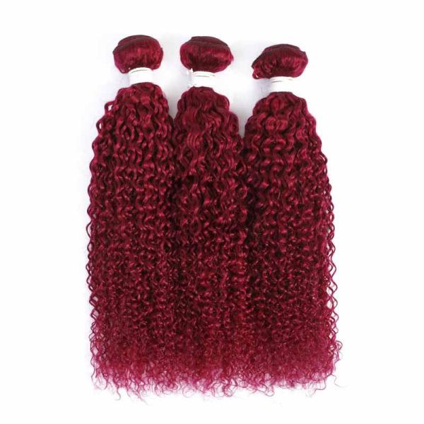 Burgundy Kinky Curly Remy Human Hair Bundles Sew In Weave Bundles Brazilian Bundle Deals