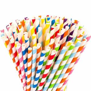 Recyclable Milkshake Striped Paper Straws Food Safe  Dye Free CE Certificited