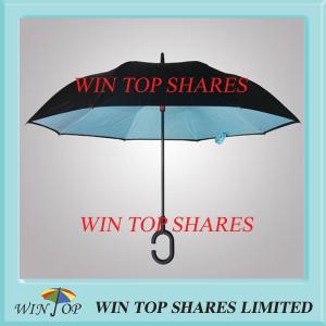 China China Creation black and light blue anti wind reverse parasol on sale