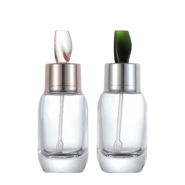 Skin Care Serum Cream Bottles 15ml 30ml 50ml Clear Green Glass Designs with Stirring Stick Customizable