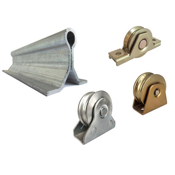 Metal Floor Bolt Down Sliding Gate Track Hardware And Wheels Embedded U Shape Groove