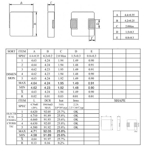 TG-S08 SMD Power Choke Molding Type Silver Color With 0.22uH Inductance Rate