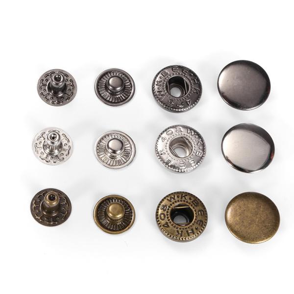 Custom 15mm 12.5mm stainless Steel Classic Four Parts metal Spring Ring Snap Button