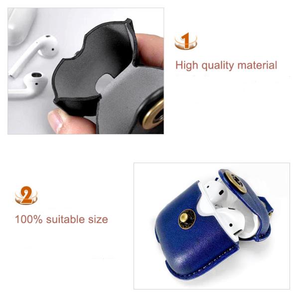 For AirPods 2 & 1 Leather Case Protective Silicone Cover and Skin Compatible with Apple AirPods