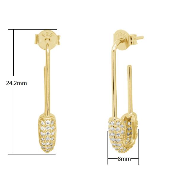 Women Hoop Earrings In 925 Silver With Clear CZ Diamond Brazilian Yellow Gold Jewelry