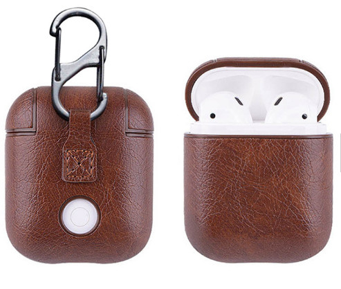 Shockproof Drop Proof Anti-Lost Carabiner Pu Leather Earphone Protective Bag Cover For Apple Airpod Case