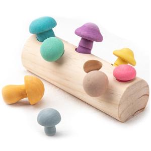 Educational Developmental Shape Wooden Mushroom Picking Game
