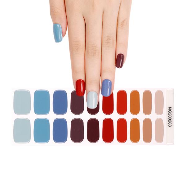 New Design Nails Artificial Solid Color Full Cover semi cured gel nail sticker