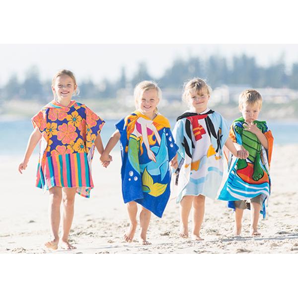 Buy Custom Print Beach Kids Hooded Poncho Towel at wholesale prices