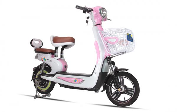 Buy Pedal Assist Electric Bike Pink Beach Cruiser Motorized Bike For Two Passengers at wholesale prices