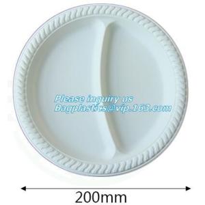 Round 11 inch 4 compartment disposable corn starch plates,3 compartments