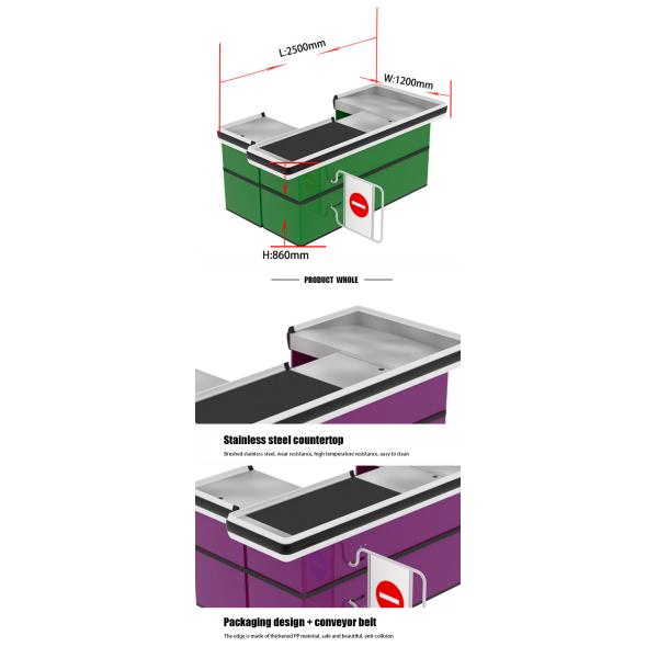 Customizable Shopping Checkout Counter Store Checkout Counter With Stainless Steel Top