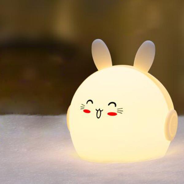 Rabbit Rechargeable Silicone Night Light Soft Touch Switching Colors For Children