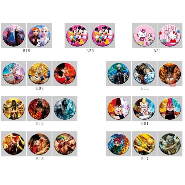 5.8*5.8*Cm 3D Lenticular Badge Anime ONE PIECE DBZ Naruto