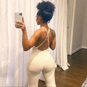 Ribbed Sexy Women Bodycon Jumpsuit Backless Bodycon Jumpsuit