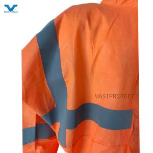 Industrial Safety Microporous SMS Protective Suit In Orange With Water Proof