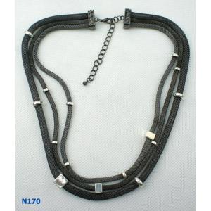 Alloy Unisex Fashion Solid silver Chains Mixed Metal Necklace