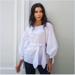 Women White & Blue Striped Blouse