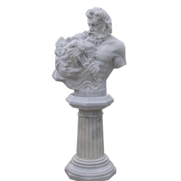 Man bust statue with lion marble sculptures,China stone carving Sculpture