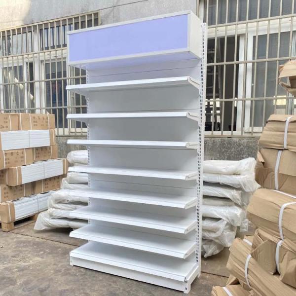 Factory Custom Size Color white super market display racks shop racking display