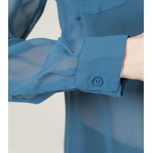 See-Through Casual Womens Shirts Blouses , Blue Eco-Friendly