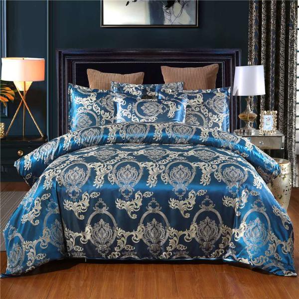 European Style Rotary Screen Printing Satin Bedding Set 3 4 6 7 Piece Cotton Sheet Pillow Case Duvet Cover